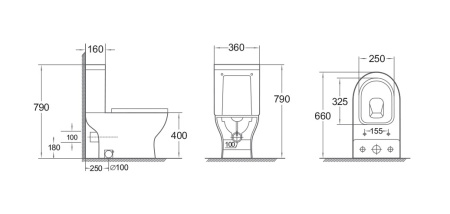 Унитаз-компакт с встроенным биде CADIZ BIDET CDB31126DP