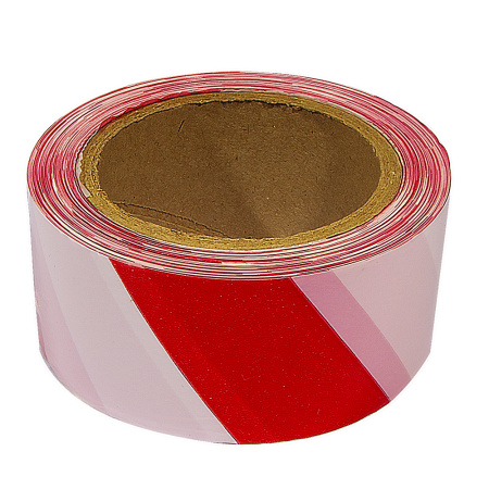 Лента сигнальная оградительная, 50мм х 200м, бело-красная