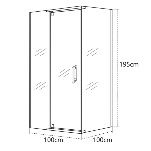 Душевой уголок VIAR, прозр. стекла, квадратный, хром VR-100CS-SW-C