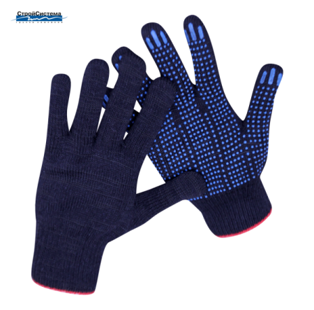 Перчатки трикотажные с точечным ПВХ покрытием, 10 класс, 5 нитей, вес 50 г