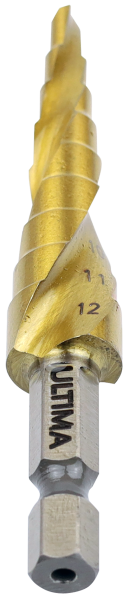 Сверло по металлу ступенчатое, Ultima, 4-12 мм, 9 ступеней, сталь HSS