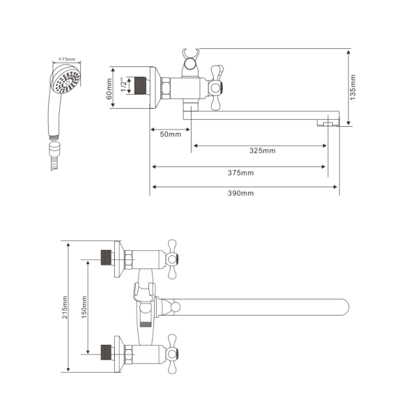 Смеситель для ванны с длинным изливом ANARI, AN19221