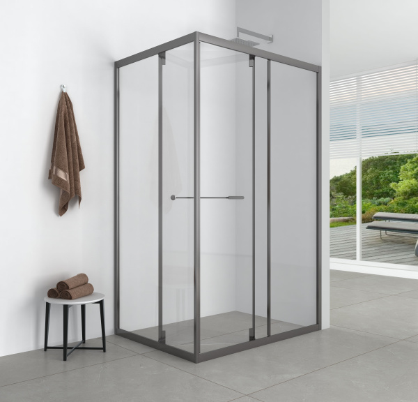 Душевой уголок DUERO, прямоугольный, шоверама, черный DR-128CR-SH-GB