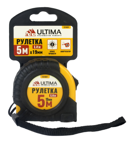 Рулетка Ultima Lite, 5мх19мм, обрезиненный пластиковый корпус