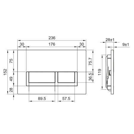 Клавиша для инсталляции, матовая SIERRA SR419B