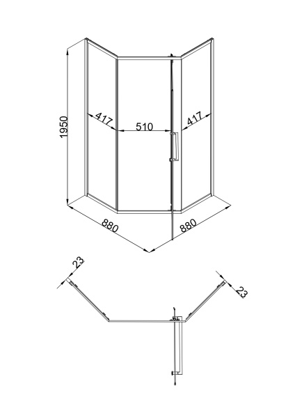Душевой уголок KABRERA, 5-тиугольный, черный KB-90C5-SW-GB